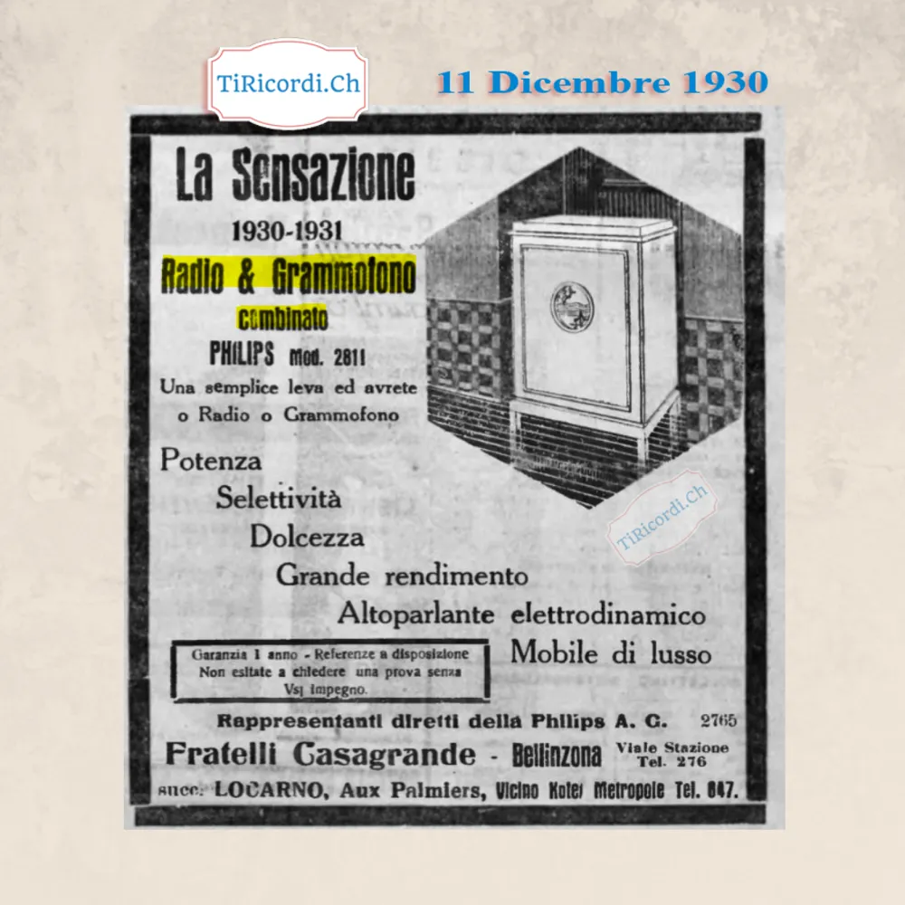 La sensazione 1930-1931: radio e grammofono combinato Philips modello 2811, una semplice leva ed avrete o radio o grammofono, altoparlante elettrodinamico e mobile di lusso, 1930