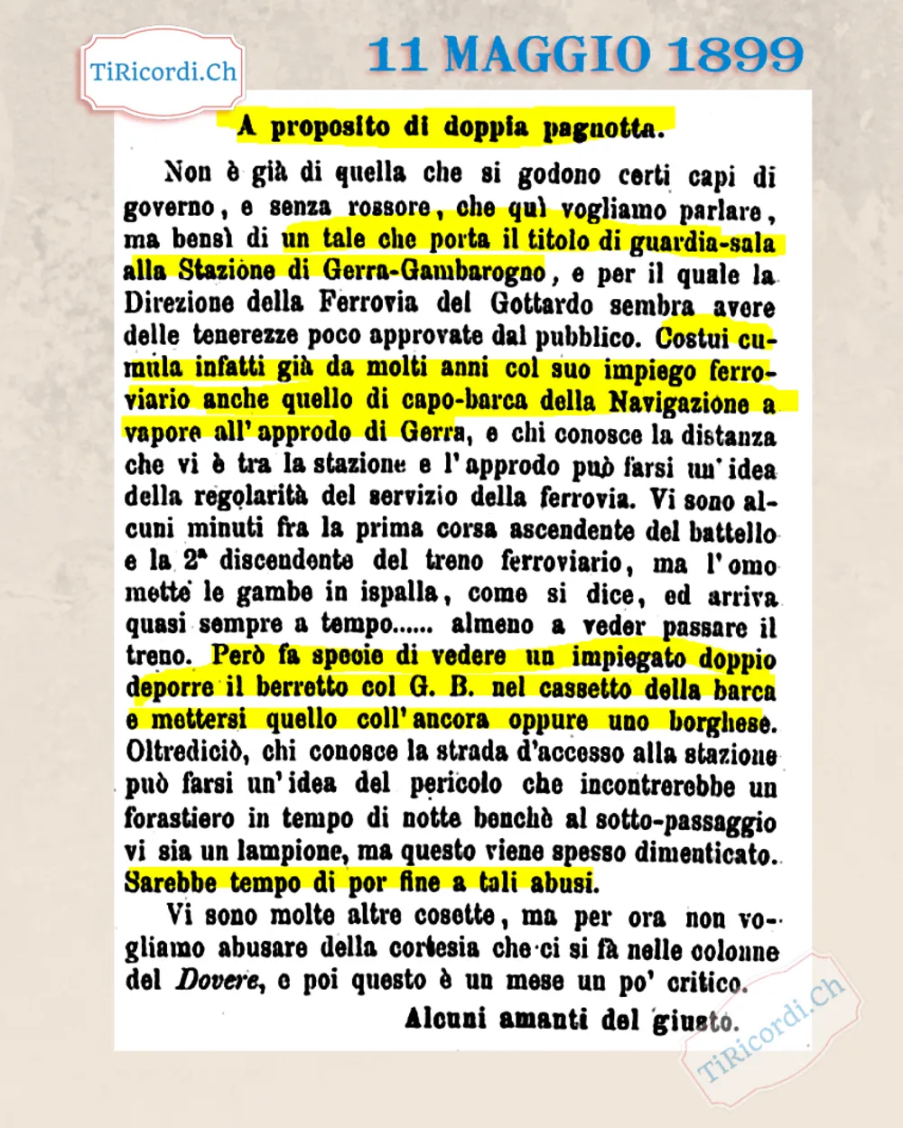 A proposito di doppia pagnotta: il guardia-sala di Gerra che fa anche il capo-barca, 1899