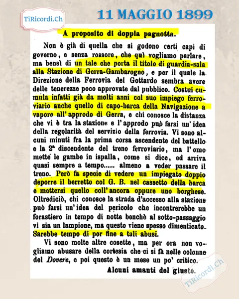 A proposito di doppia pagnotta: il guardia-sala di Gerra che fa anche il capo-barca, 1899