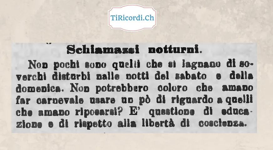Schiamazzi notturni: chi ama far carnevale usi un po' di riguardo a chi ama riposarsi, 1908