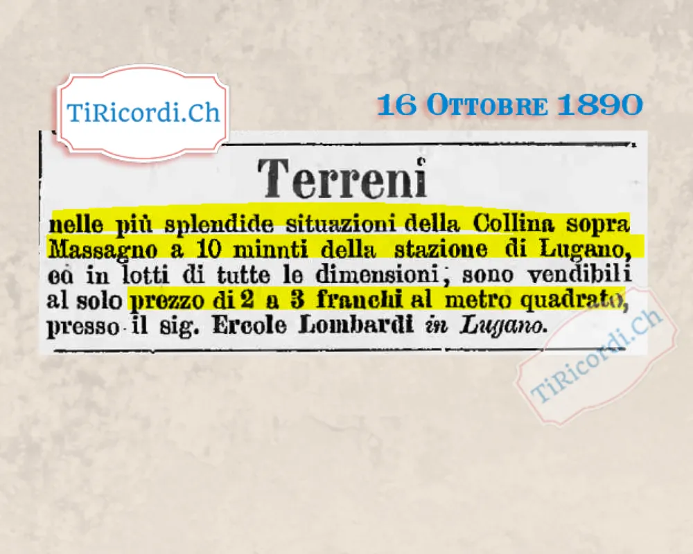 Terreni sulla collina sopra Massagno a 2 o 3 franchi al metro quadrato, 1890