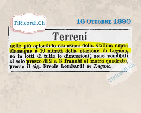Terreni sulla collina sopra Massagno a 2 o 3 franchi al metro quadrato, 1890