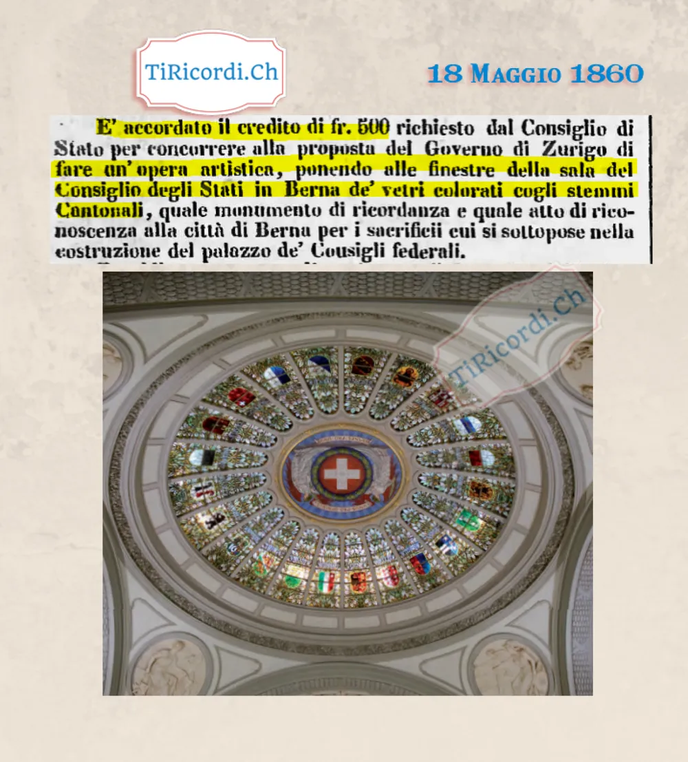 500 franchi dal Ticino per le vetrate di Palazzo federale, 1860