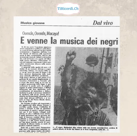 Musica giovane, dal vivo: un lungo articolo sulle origini africane del blues e del jazz, con un titolo che oggi nessun giornale potrebbe stampare, 1973