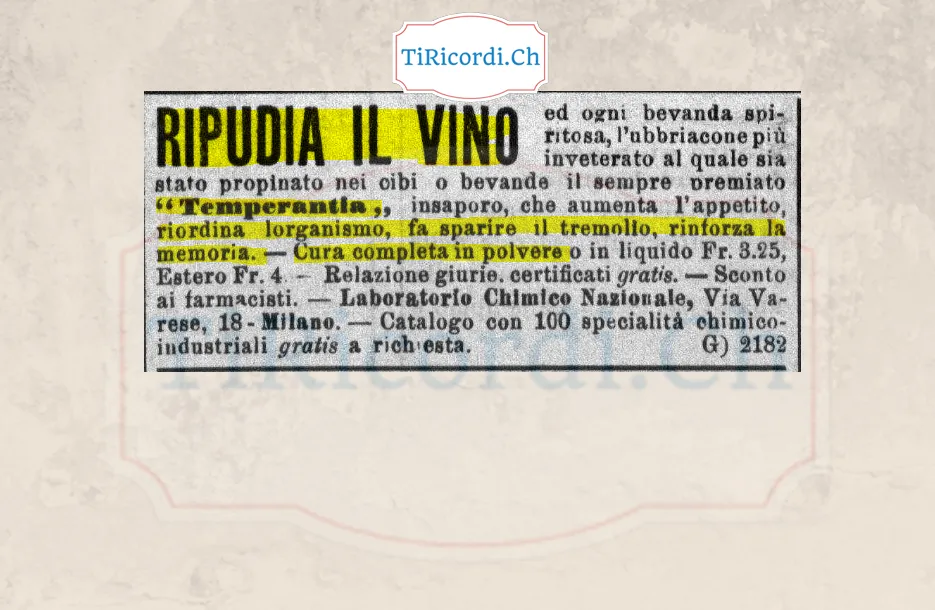 Ripudia il vino e ogni bevanda spiritosa l'ubriacone più inveterato al quale sia stato propinato il Temperantia, 1908
