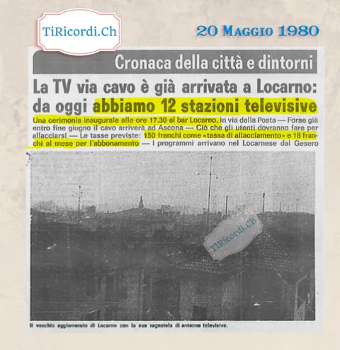 La TV via cavo e gia arrivata a Locarno: da oggi abbiamo 12 stazioni televisive, maggio 1980