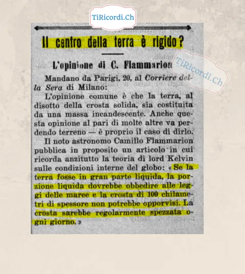 Il centro della terra è rigido? L'opinione di Camille Flammarion sul Corriere della Sera, 1908