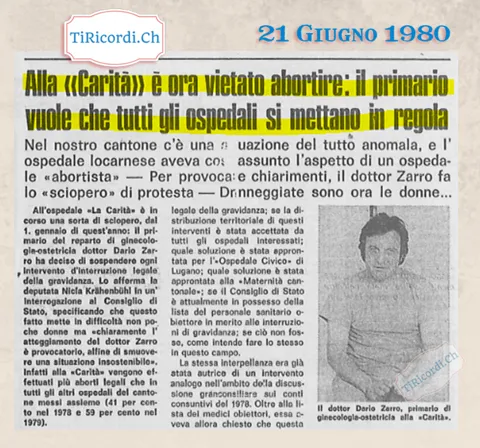 Alla Carita e ora vietato abortire: il primario vuole che tutti gli ospedali si mettano in regola, giugno 1980