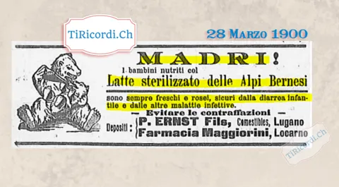 Madri! I bambini nutriti col Latte sterilizzato delle Alpi Bernesi sono sempre freschi e rosei, 1900
