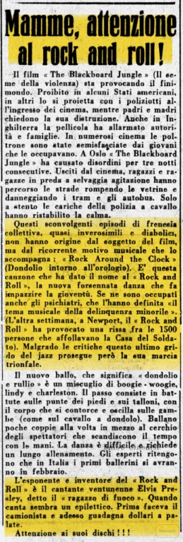Divieti, allarmi e multe contro il rock and roll e le mode giovanili, 1956