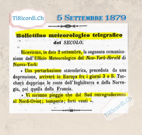 Le previsioni del tempo arrivavano per telegrafo da New York, 1879