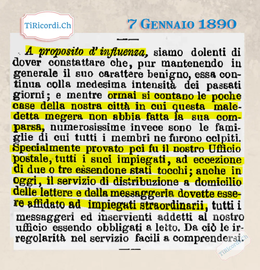 L'influenza russa svuota l'ufficio postale: tutti gli impiegati a letto, 1890