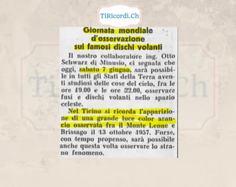 Giornata mondiale d'osservazione sui famosi dischi volanti: oggi sabato 7 giugno, fra le 19 e le 22, sarà possibile in tutti gli Stati della Terra osservare fusi e dischi volanti nello spazio celeste, 1958
