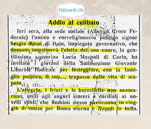 Addio al celibato all'Albergo Croce Federale: l'amico e correligionario politico Sergio Rossi ha invitato i giovani liberali radicali a festeggiare con la famiglia politica il suo trapasso dalla vita di scapolo, 1938