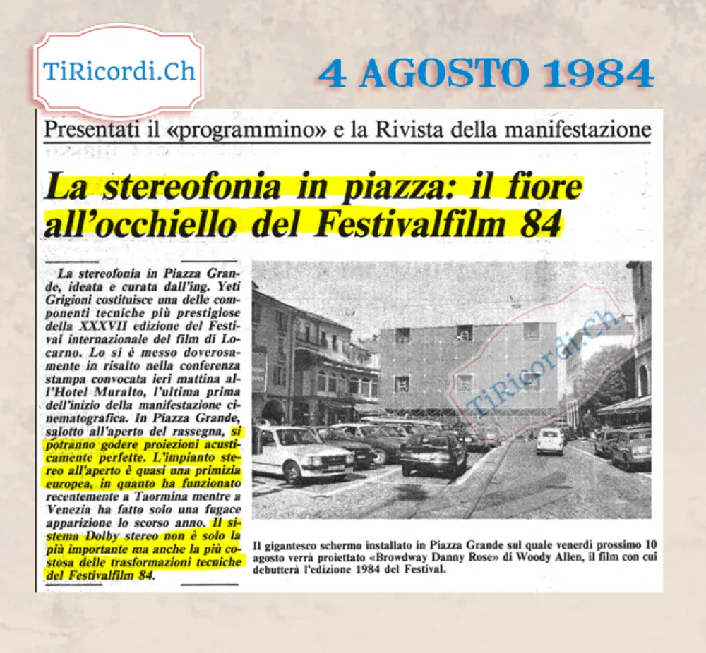 La stereofonia in piazza: il fiore all occhiello del Festivalfilm 84, agosto 1984