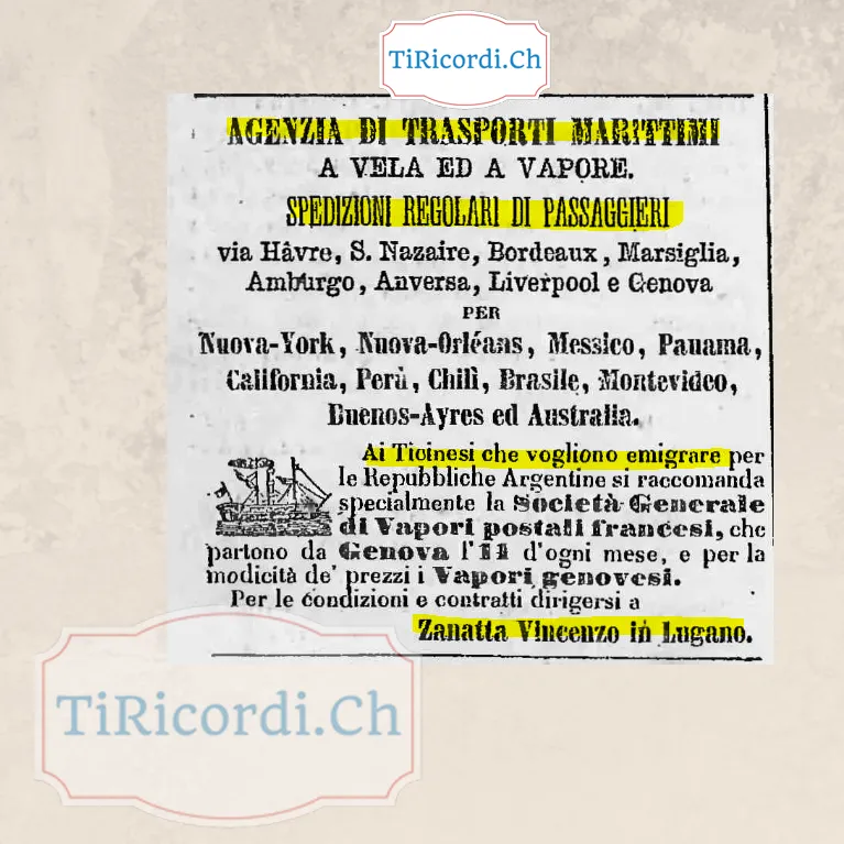 Vapori per Buenos Aires: si parte da Genova l'11 di ogni mese, 1858