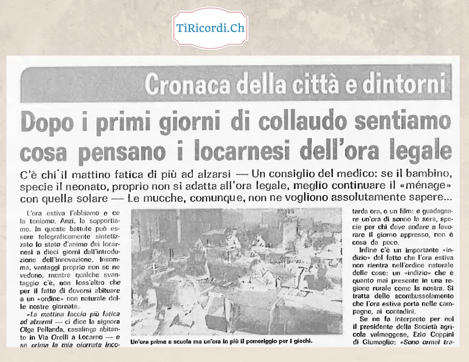 Dopo i primi giorni di collaudo sentiamo cosa pensano i locarnesi dell ora legale, aprile 1981