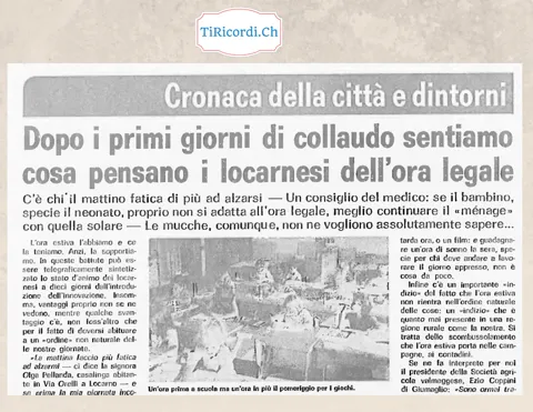 Dopo i primi giorni di collaudo sentiamo cosa pensano i locarnesi dell ora legale, aprile 1981