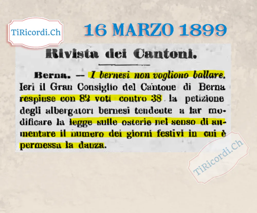 I bernesi non vogliono ballare: il Gran Consiglio respinge più giorni di danza nelle osterie, 1899