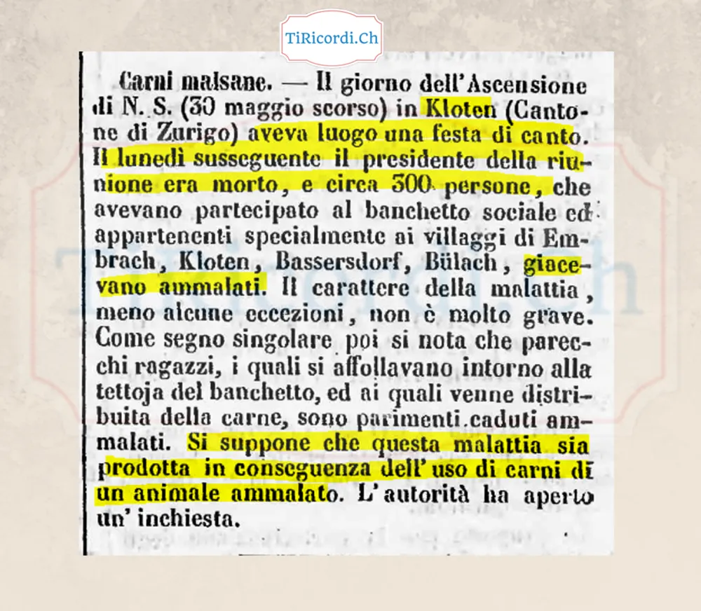 Festa di canto a Kloten: 300 intossicati e il presidente morto, 1878