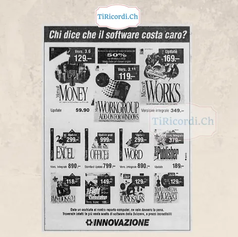 Chi dice che il software costa caro? Il listino Innovazione: Word 890 franchi, Office 1990, aprile 1994