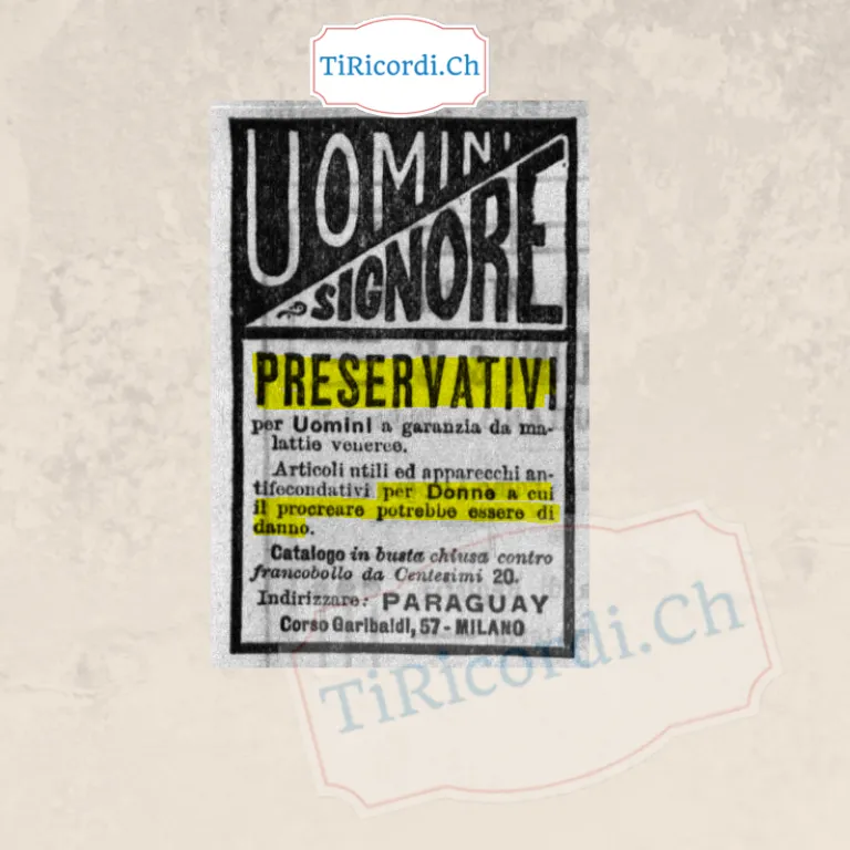 Uomini, signore: preservativi a garanzia da malattie veneree e apparecchi antifecondativi, catalogo in busta chiusa, 1908
