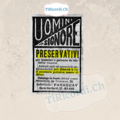Uomini, signore: preservativi a garanzia da malattie veneree e apparecchi antifecondativi, catalogo in busta chiusa, 1908