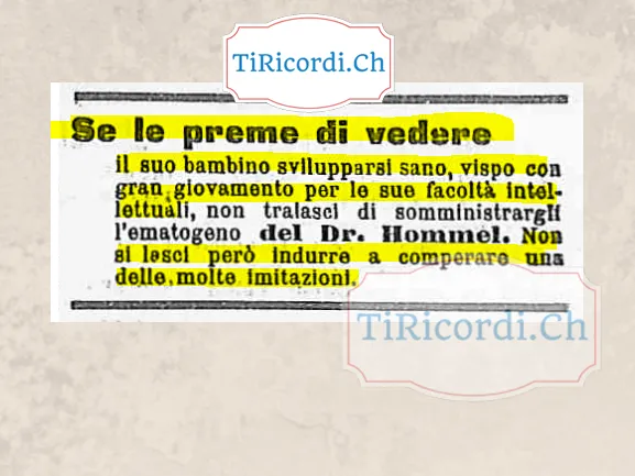 Se le preme di vedere il suo bambino svilupparsi sano e vispo, non tralasci l'ematogeno del Dr. Hommel, 1908