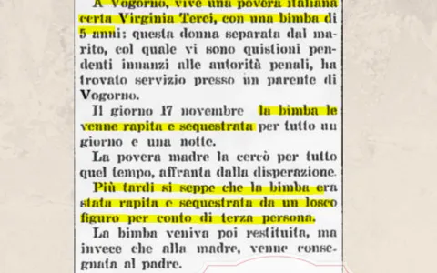 Bimba di 5 anni rapita a Vogorno per un giorno e una notte, poi consegnata al padre invece che alla madre, 1908