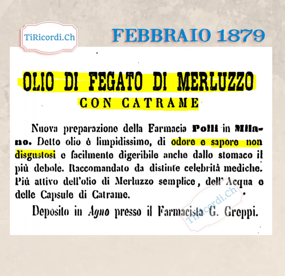Olio di fegato di merluzzo con catrame, di odore non disgustoso, 1879