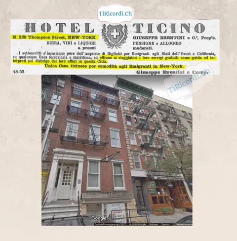 Hotel Ticino, 228 Thompson Street, New York: l'unica casa ticinese per gli emigranti, 1889