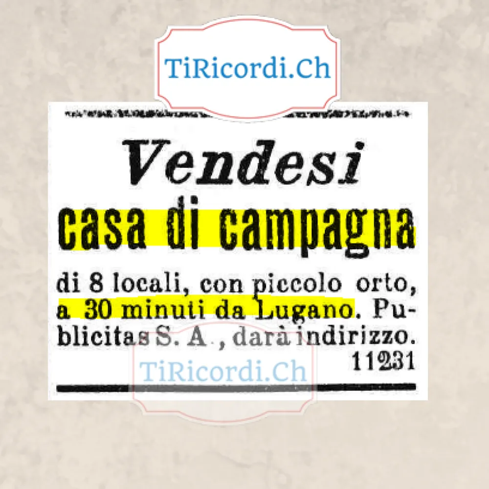 Vendesi casa di campagna di 8 locali con piccolo orto a 30 minuti da Lugano, 1919