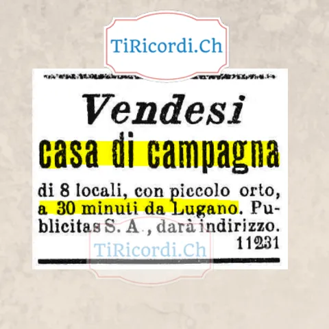 Vendesi casa di campagna di 8 locali con piccolo orto a 30 minuti da Lugano, 1919