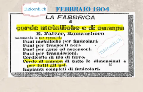 Corde di canapa di tutte le dimensioni e per tutti gli usi: la fabbrica Fatzer di Romanshorn, 1904