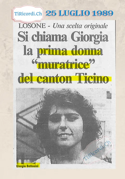 Si chiama Giorgia la prima donna muratrice del Canton Ticino, Losone, luglio 1989
