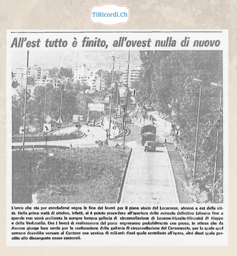 All est tutto e finito, all ovest nulla di nuovo: il piano viario del Locarnese a fine 1982