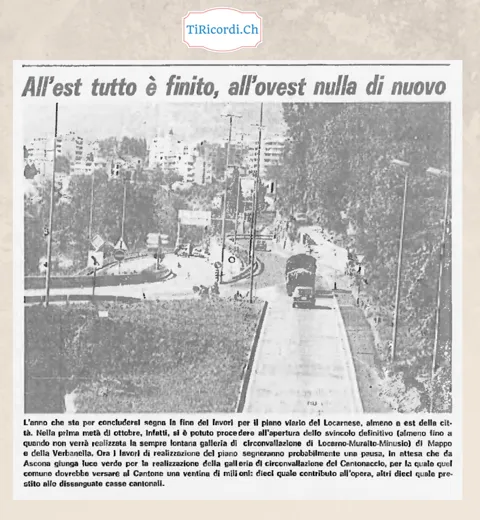 All est tutto e finito, all ovest nulla di nuovo: il piano viario del Locarnese a fine 1982