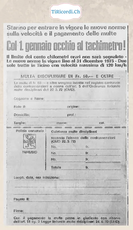 Col 1° gennaio occhio al tachimetro: entrano in vigore le nuove norme sulla velocità, il limite dei cento chilometri orari non sarà segnalato e in Ticino due sole tratte con velocità massima di 120, 1972
