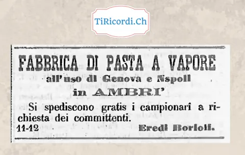 Fabbrica di pasta a vapore all'uso di Genova e Napoli, in Ambrì, 1888