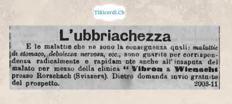L'ubriachezza si guarisce per corrispondenza, anche all'insaputa del malato: clinica Vibron di Wienacht, 1908