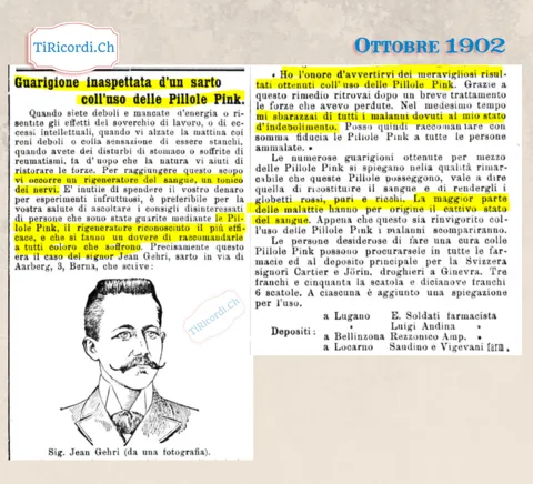 Guarigione inaspettata di un sarto con le Pillole Pink: il rigeneratore del sangue a 3,50 la scatola, 1902