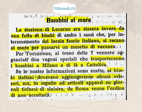 Bambini al mare: la stazione di Locarno invasa da una folla di bimbi che per interessamento del fascio italiano vanno a Cattolica, ma da Roma venne l'ordine di non accettare i piccoli svizzeri, 1938