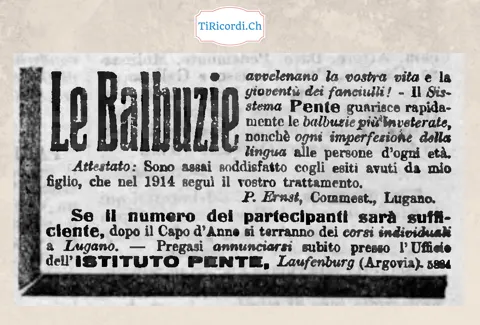 Le balbuzie avvelenano la vostra vita: il Sistema Pente guarisce rapidamente, corsi individuali a Lugano dopo Capodanno, 1918