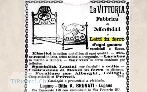 La Vittoria, fabbrica di mobili e letti in ferro verniciati a fuoco: ditta Brunati, Lugano 1898