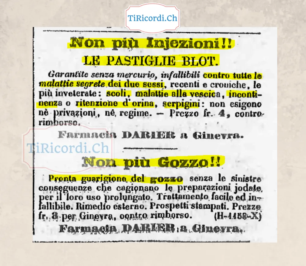 Non più iniezioni, non più gozzo: la farmacia Darier di Ginevra, 1878