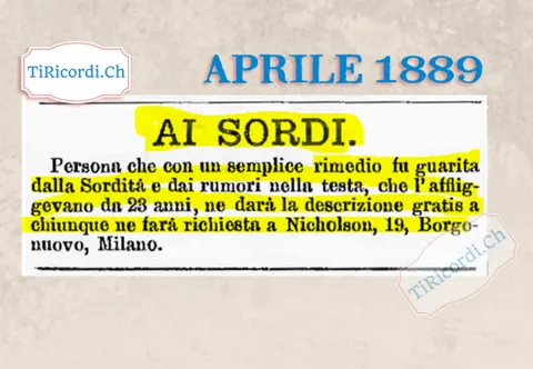 Ai sordi: guarito dopo 23 anni con un semplice rimedio, ne dà la descrizione gratis, 1889