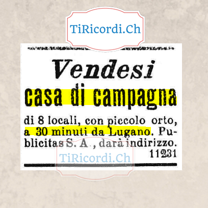 Gennaio 1919: La campagna a soli 30 minuti da Lugano! 100anni