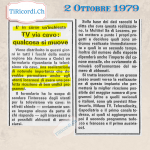 2 Ottobre 1979: si tastava il terreno per l'introduzione della via cavo che permetteva la visione di (ben) 11 canali tel...