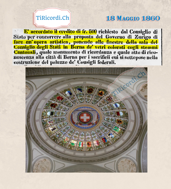 18 Maggio 1860: Approvato il credito per decorare le finestre di Palazzo Federale #160anni